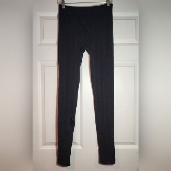 Pink Republic Black Ribbed Warm Leggings XL - Picture 1 of 4